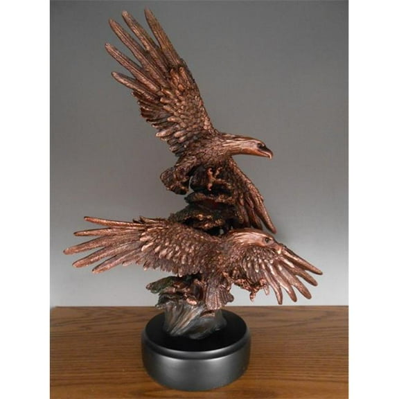 Marian Imports F01004 Two Soaring Eagles Bronze Plated Resin Sculpture