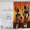 thumbnail image 3 of Black Orange Girls Boho Shower Curtain, Waterproof Shower Curtains for Bathroom, Vintage Ethnic Abstract Art Washable Fabric Bathtub Curtain Set Bath Decor with 12 Hooks Long 72"x84", 3 of 8