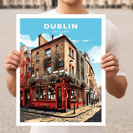 Dublin Ireland Travel Poster Wall Art, Poster Only