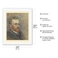 thumbnail image 2 of Self-Portrait - Pointillism Style - From an Original Color Painting by Vincent Van Gogh c.1887 - Fine Art Rolled Canvas Print 20in x 26in, 2 of 4