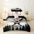 thumbnail image 2 of Castle Fairy Rustic Wood Bass Fishing Graphic Twin Duvet Cover,Cross Rod Pine Tree Vintage Wall Print Twin Bedding,Blue Brown,Black Reversible,2pcs,No Comforter,1 Duvet Cover and 1 Pillowcase, 2 of 6
