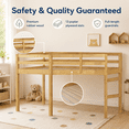 thumbnail image 3 of Miniyam Wood Twin Size Loft Bed for Kids, Space-Saving Design, Light Oak, 3 of 8