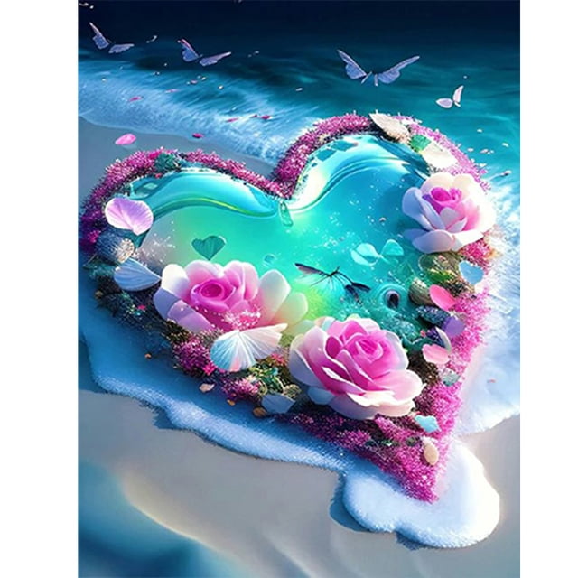 Cuadros Decorativos Kit de pintura de diamantes de bricolaje completo de 5D con taladro redondo completo - Playa amor - Decoración del hogar (NH2848) DQrwqpou Nuevos Originales