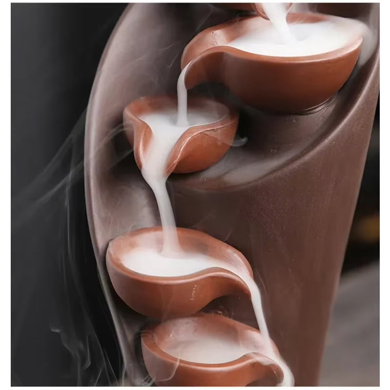 1pc,Handmade Torch Design Ceramics Waterfall Incense Burner Creative Home Decor Incense Holder Portable Ceramic Censer (Without Incense)