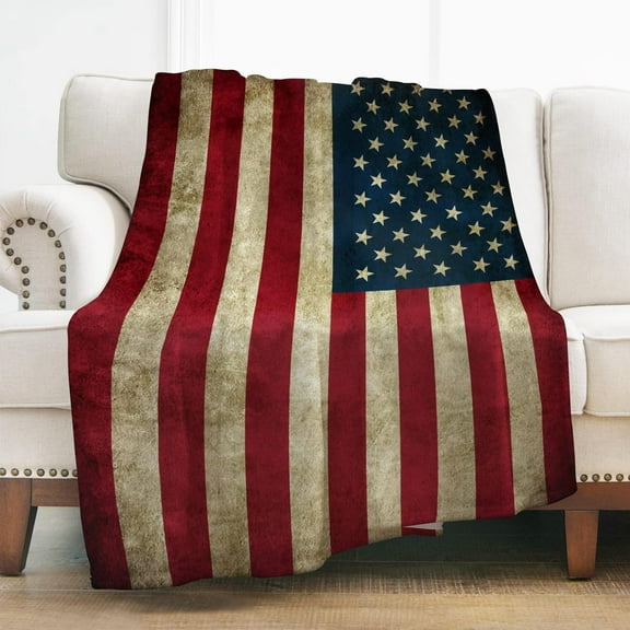 US Flag Throw Blanket Gifts for Women Girls Boys, America Retro Decor for Couch Bed Sofa Travelling Camping, Birthday Christmas Soft Cozy Lightweight Blankets for Kids Adults 50"x60"