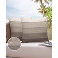 thumbnail image 6 of Pack of 2 Outdoor Pillow Covers, Khaki Striped Gradient Rustic Wood Board Waterproof Square Throw Pillowcase Cushion Decorative Pillow Covers for Couch Patio Tent, 20x20 in, 6 of 6