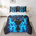 thumbnail image 2 of Manfei Cartoon Game Console Twin Bedding Sets 7-Piece for Boys, Black Blue Gamepad Bedding Comforter Set, Cartoon Snowflake Reversible Sheet Sets, Breathable Home Decor, 2 of 7