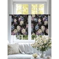 thumbnail image 3 of Country Flowers Sheer Curtains 54 Inch Length 2 Panels Set, Botanical Purple Blue Floral Black Voile Window Treatment Rod Pocket Short Kitchen Curtains Drapes for Bedroom 52"x54"x2, 3 of 7
