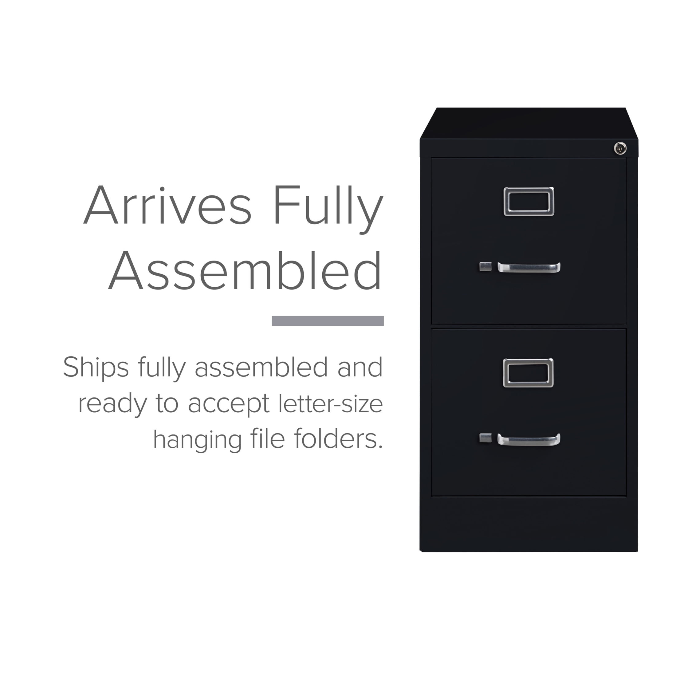 Hirsh 2 Drawer Letter Locking Metal Vertical File Cabinet, 22" Deep, Black