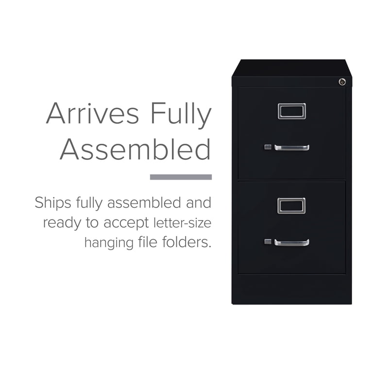 Hirsh 25-Inch Deep 2-Drawer Vertical File Cabinet – Letter Width, Black Metal