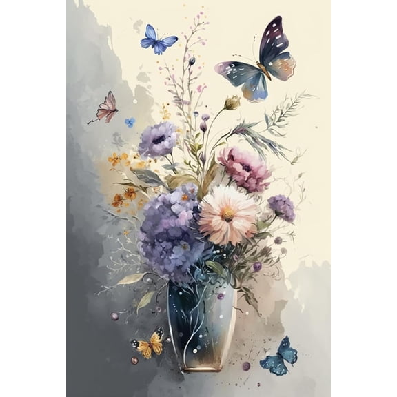 Jigsaw Wooden puzzle 300 pieces Colorful Painted Butterfly Vase Puzzle - Jigsaw Puzzle for Adults Challenging Puzzle -