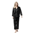 thumbnail image 4 of Sngxgn Women's Pajama Set, Long Sleeve Cotton Top & Pants, Soft & Cozy Loungewear(Black,S), 4 of 5
