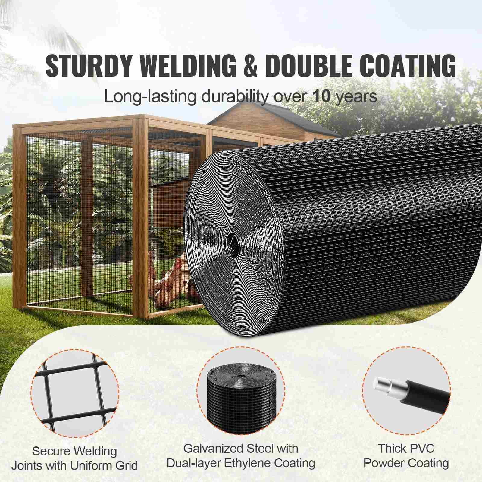 Hardware Cloth 24"x100' - 19 Gauge Galvanized Wire Mesh - Chicken Wire Fence Roll - Vinyl Coated Welded Wire for Chicken Coop, Rabbit Fencing & Garden Protection