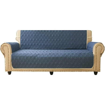 Sofa Cover Reversible Quilted Furniture Protector Ideal Loveseat Slipcovers For Pets Children Water Resistant Will Keep Your Couch Stain Dirt Scratches Free Double Line Checd Grid Navy Canada Sofa Cover Reversible Quilted, How To Get Water Marks Out Of Sofa Covers