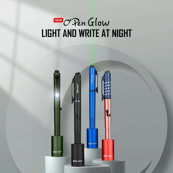 OLIGHT O'Pen Glow EDC Pen Light, 120 Lumens with Green Beam, Rechargeable LED Flashlight for Outdoor Uses, Writing, Adventure, Professional Business Gift(Black)