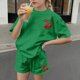 thumbnail image 5 of Conjuntos de blusas y camisas de cuello redondo y manga corta para niños, conjunto de dos piezas de top y pantalones cortos de manga corta con cuello redondo y manga corta para niños, top de poliéster, 5 of 6