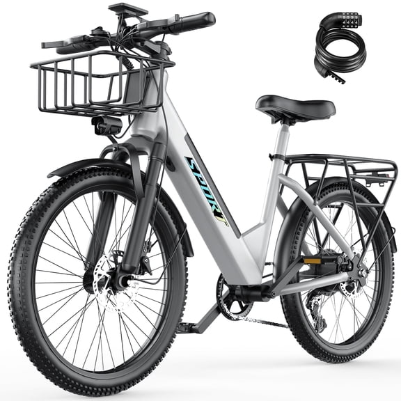 ASKGO Adult Electric Mountain Bike, Detachable Frame & 48V Removable Battery, 750W Peak Motor, 20 MPH, Front Suspension, Dual Disc Brake Trail Riding