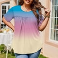 thumbnail image 5 of RYRJJ Womens Plus Size Tops Short Sleeve Blouses Dressy Casual Summer Pleated Front Crewneck T Shirts Gradient Tie Dye Tees(Beige,XXL), 5 of 9