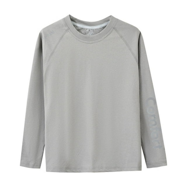 Tee Shirt Enfant Spring Summer Sports Training Shirts Base Layer Quick Drying Long Sleeve Boys Shirts Grey 9 Years-10 Years