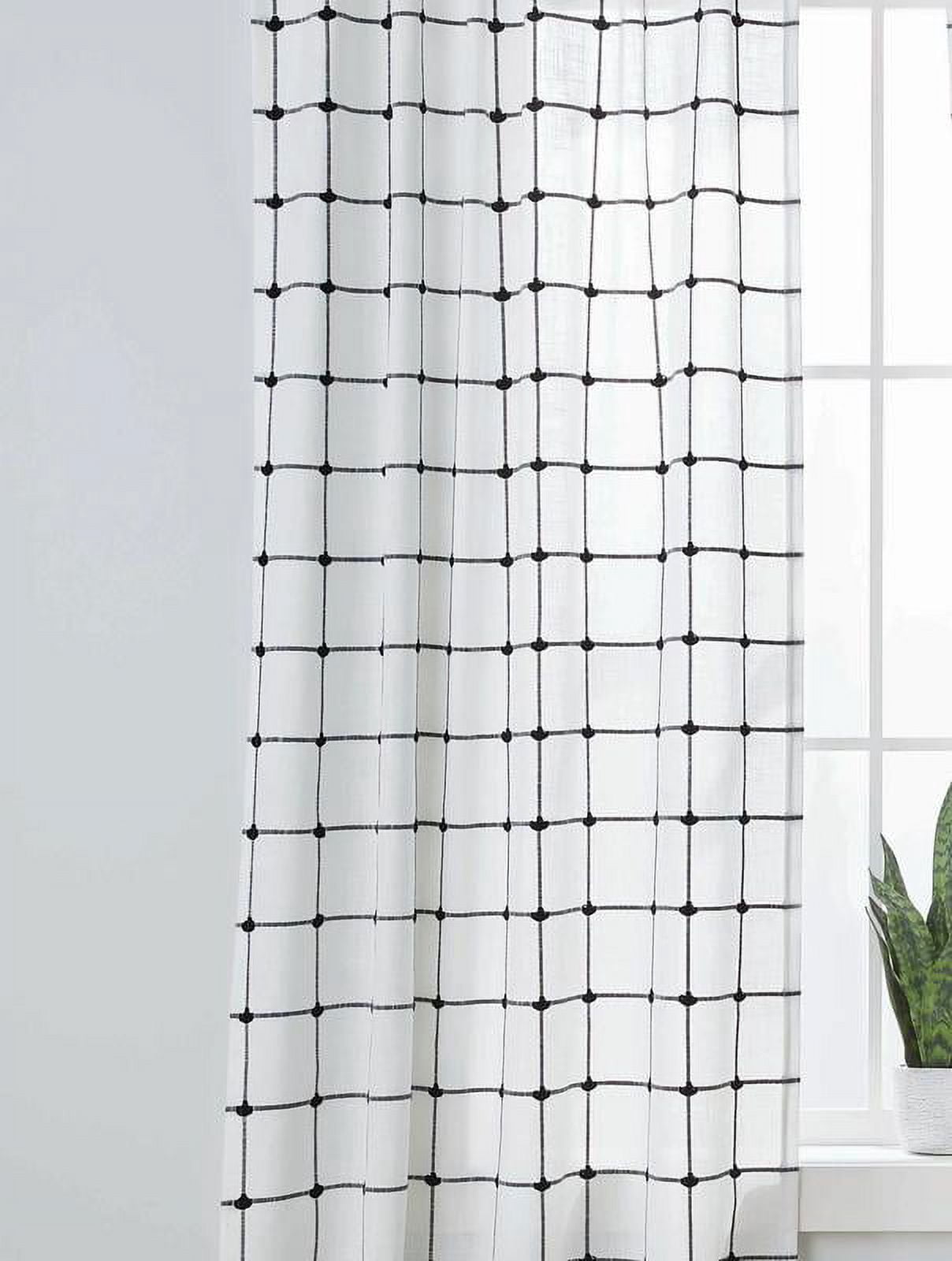 Better Homes & Gardens Windowpane Light Filtering Curtain Panel, 1 Panel, Black and White, 50" W x 84" L
