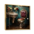 thumbnail image 2 of Designart "Glamour Retroinspired Toilet Vintage Chic II" Bath & Laundry Floater Framed Wall Art Print, 2 of 7