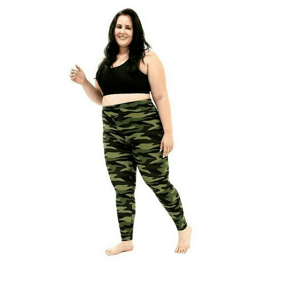 Jack David JD-LEG-001 Womens Original Plus Size Army Green Camo Camouflage Soft Cotton Leggings
