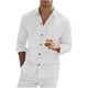 thumbnail image 2 of Blusa y camisa de manga larga con cuello vuelto para hombre, estilo informal, color liso, con solapa, bolsillo y botones, de poliéster., 2 of 8