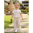 thumbnail image 4 of BemeyourBBs Toddler Baby Girls Striped Overall Romper Cute Infant Baby Girl Summer Clothes Stripe Print Sleeveless Ruffled Wide Legs Long Pants One Piece Jumpsuit, 4 of 9