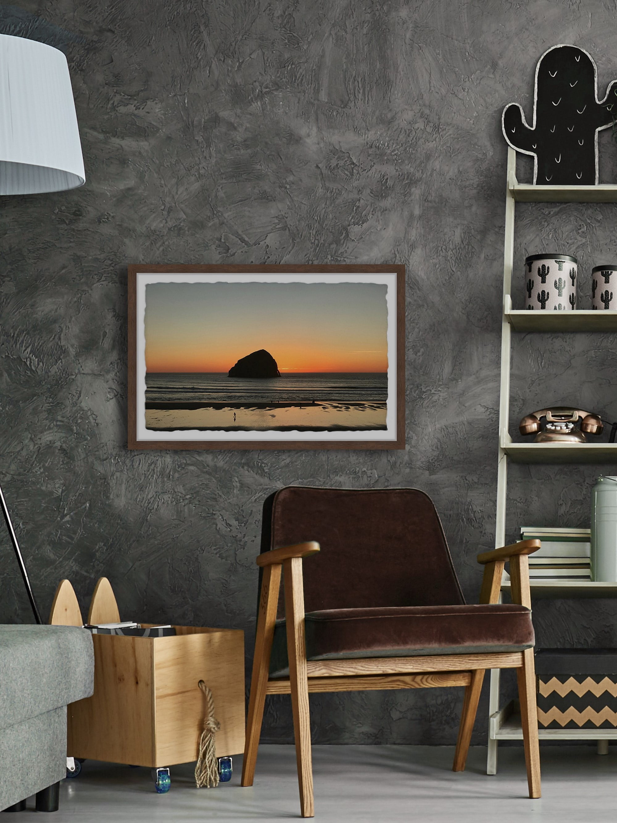 Marmont Hill Dawn Behind the Rock Framed Wall Art, 1.50" x 36.00"