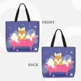 thumbnail image 2 of Wukai Dog Washes in a Pink Bath Print Reusable Grocery Bag Shopping Bags with Zipper Shoulder Shopping Handle Bag Suitable for Outdoor Convenient Daily Bag, 2 of 8