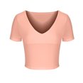 thumbnail image 6 of BLVB Short Sleeve Crop Tops for Women V Neck Summer Shirts Slim Fitted Basic Cropped Tshirt Womens Going out Tops, 6 of 7