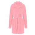 thumbnail image 4 of Bxsruta Womens Plush Fleece Bathrobe Soft Fluffy Sleepwear Long Sleeve Housecoat with Pockets, 4 of 6