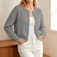 thumbnail image 5 of ATOYSOY Women Sweater Crew Neck Knitted Cardigan Elegant Long Sleeve Fashion Casual Sweater Top For Daily Wear, 5 of 7