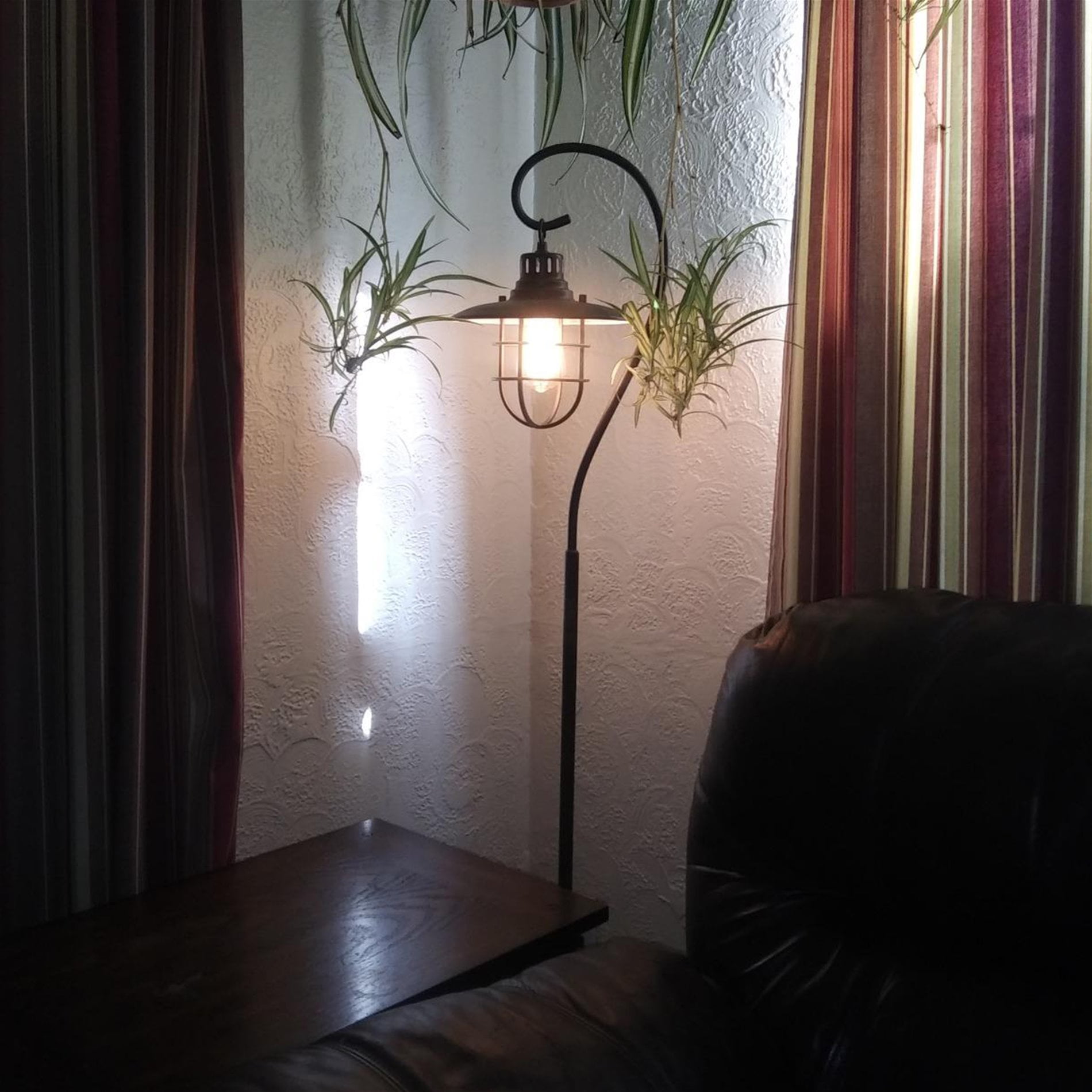 Kira Home Lantern 58" Nautical Floor Lamp + 6W Bulb ( / ), Hanging Shade Design + Cage, Brushed Pewter