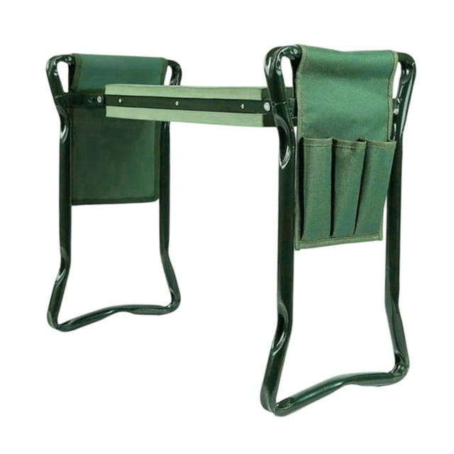 Asiento de de jardín plegable, taburete de granja de jardín de almohadilla con bolsa de herramienta para patio mujeres mamá hombres seniors Con 2 bolsillos