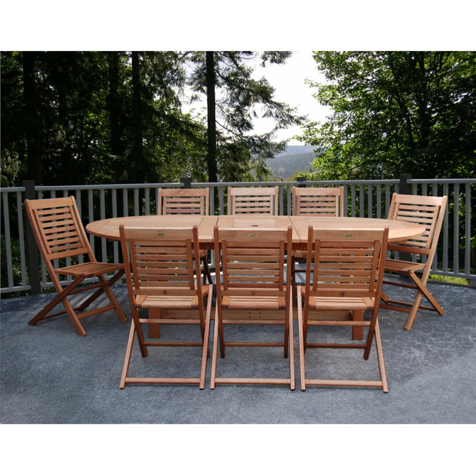 Amazonia Milano Grand Extendable Eucalyptus Dining Set - Seats 8