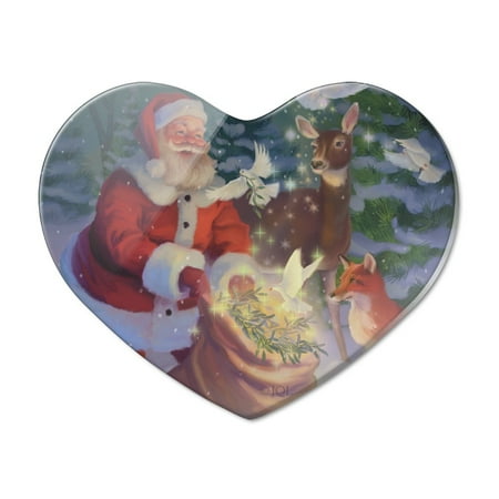 

Christmas Holiday Santa Magic Peace Doves Heart Acrylic Fridge Refrigerator Magnet