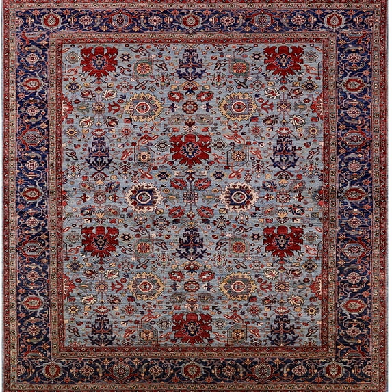 Ahgly Company Indoor Square Mid-Century Modern Pink Oriental Area Rugs, 5' Square