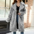 thumbnail image 2 of Womens Coats Winter Ladies Long Sleeves Warm Faux Furry Coat Jacket Winter Solid Color Turn Down Collar Outerwear Faux Fur Coat Puls Size for Womens, 2 of 7