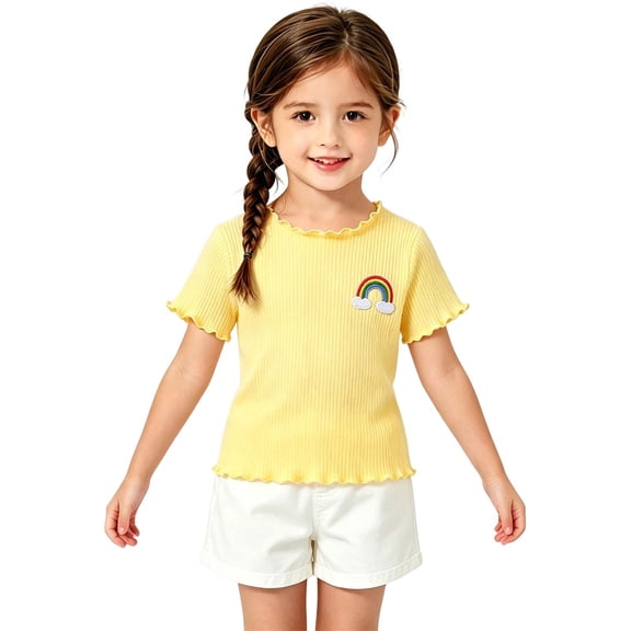 Toddler Kids Girls T Shirts Short Sleeve Fashion Tees Soft Casual Shirts Blouses Casual Summer Tees 2-3 Years