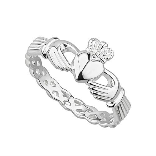 Claddagh Ring Sterling Silver Made in Ireland Twist On the Traditional Claddagh With a Braided Band Made By the Artisans At Solvar in Co. Dublin Size