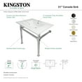 thumbnail image 4 of Kingston Brass KVPB31224Q1 Monarch 31" Ceramic Console Sink with Stainless Steel Legs (4-Inch, 3-Hole), White/Polished Chrome, 4 of 5