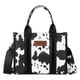 thumbnail image 1 of Bolso Wrangler con estampado de vaca para mujer, negro, con correa de guitarra, 1 of 6