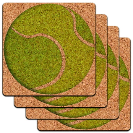 Tennis Coaster - Tennis Ball Low Profile Cork Coaster Set