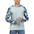 thumbnail image 3 of Camo Print Sun Hoodie for Men with Mask UPF 50+ Fishing Blouses Long Sleeve UV Rash Guard Cooling Lightweight Hoodies Light Blue L, 3 of 5