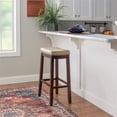 thumbnail image 2 of Linon Claridge Backless Wood Bar Stool, 32" Seat Height, Dark Brown Finish with Beige Fauz Leather Fabric, 2 of 16
