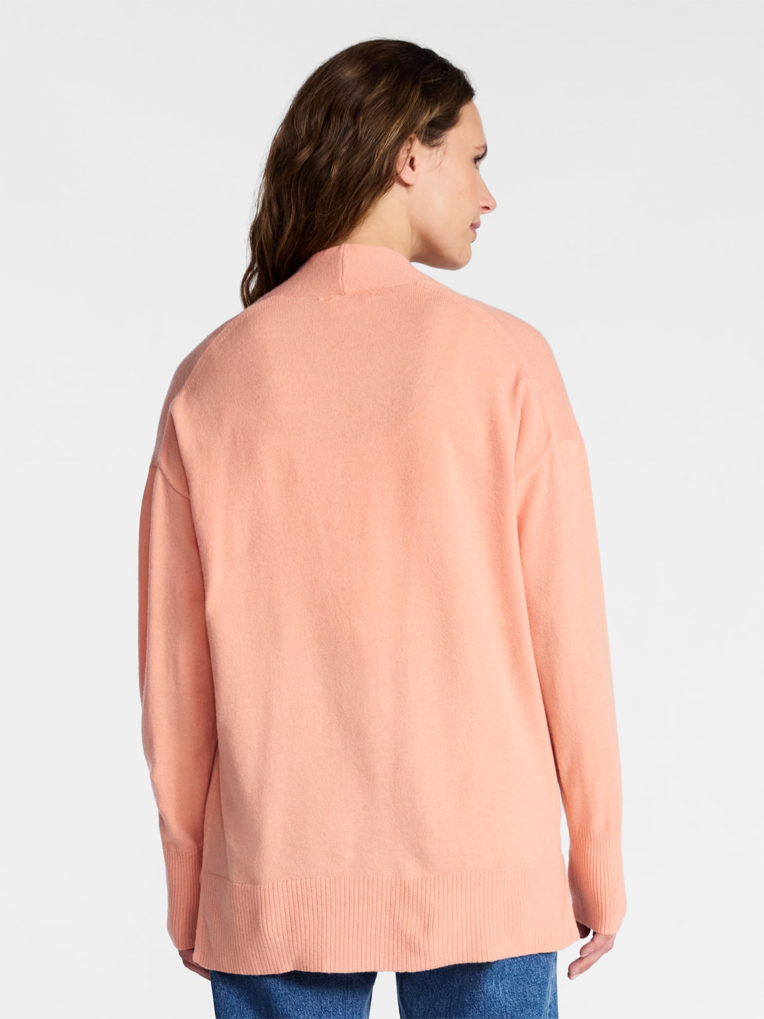 Time and Tru Women's and Women’s Plus Open Front Cardigan Sweater with Long Sleeves, Lightweight, Sizes XS-4X