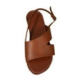 thumbnail image 4 of Outdoor Beach Sandals for Women Dressy Faux Leather Casual Slingback Summer Shoes Open Toe Hollow Out Slip-on Flats, 4 of 5