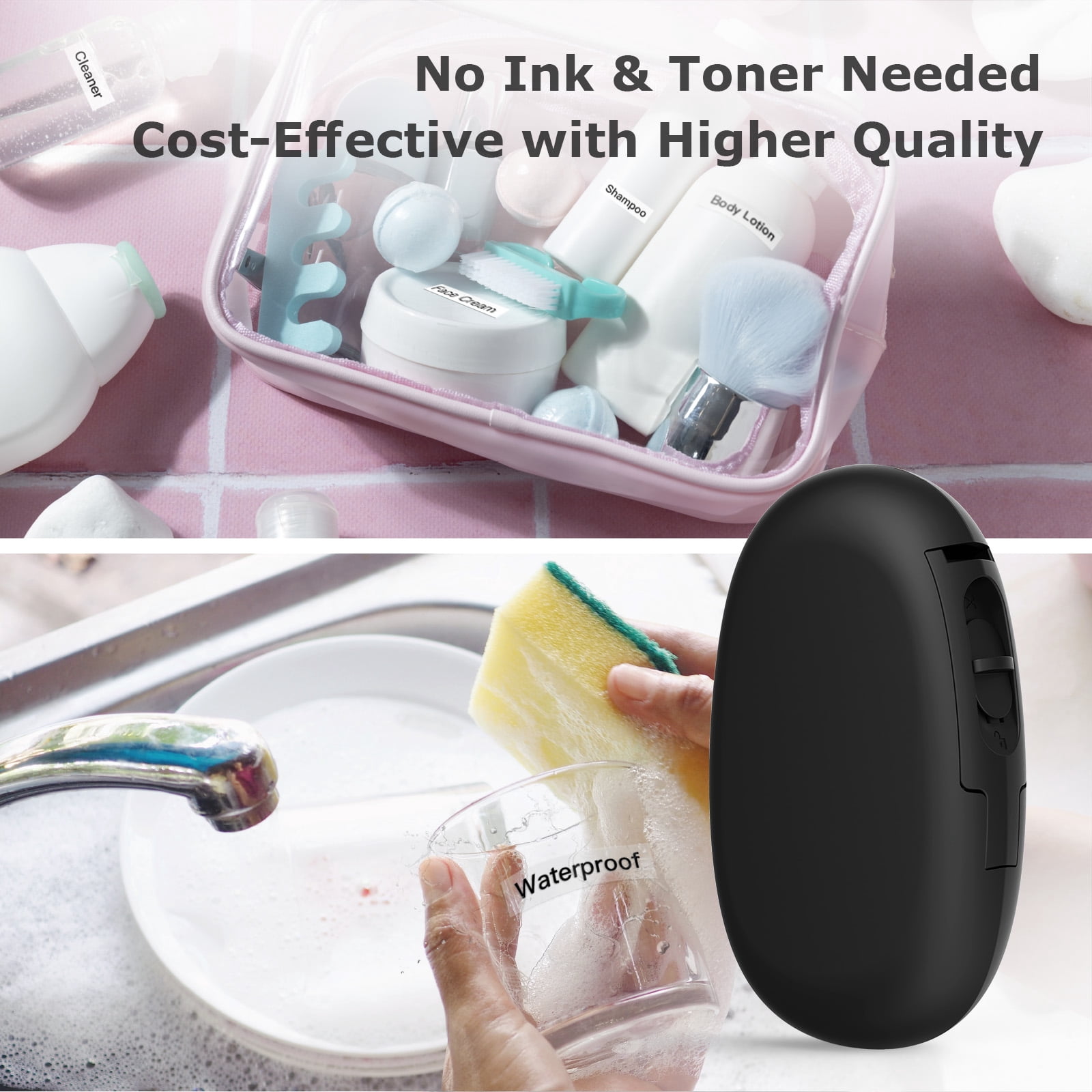 SUPVAN E10 Bluetooth Label Maker Machine with Tape, Versatile App with 35 Fonts and 1k+ Icons, Black