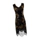 thumbnail image 5 of Vestido de lentejuelas para mujer, ropa de baile de moda adornada para club, jazz, noche, salón de baile Oro negro, 5 of 9